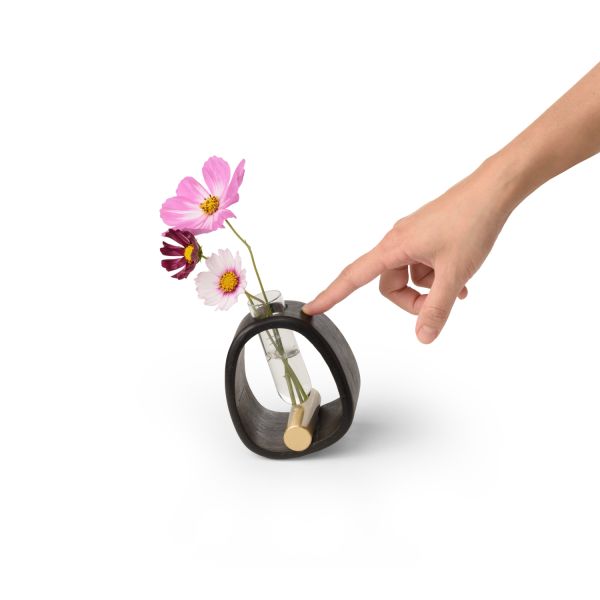 Vasin Brown bamboo frame Single flower vase-S07